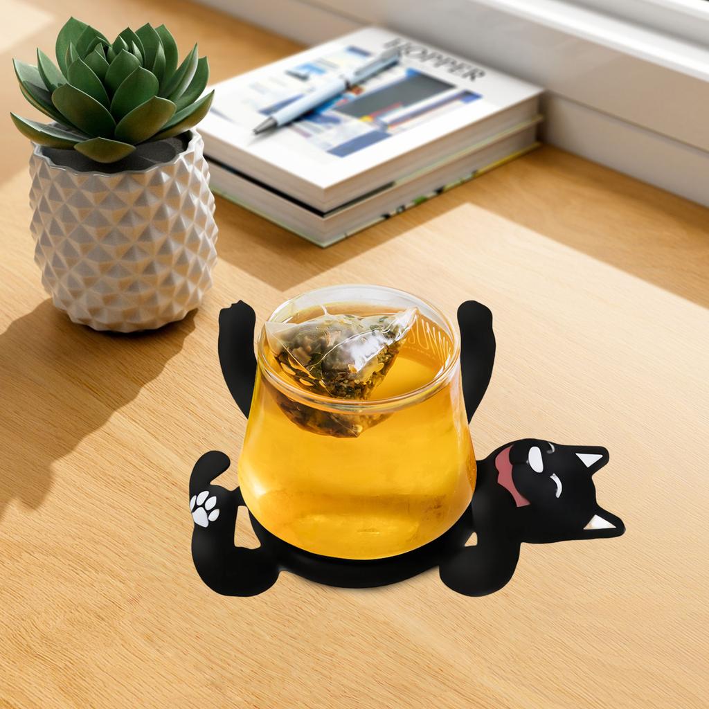 Funny Cat Coaster Heat Insulation Tabletop Drink Coasters Nonslip Cup Holder Desktop Decoration for Coffee and Milk Cup