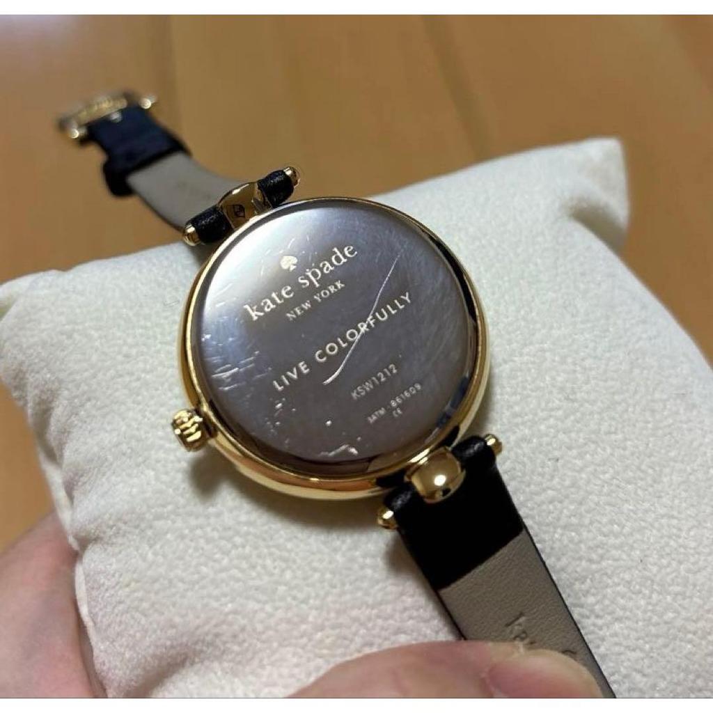 Used kate spade glitter leather belt watch sparkling black gold