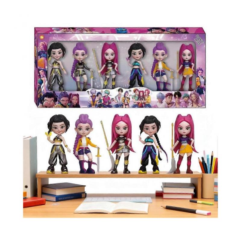 (6pcs Huntrix)6Pcs K-POP Demon Hunter Dolls Action Figure Saja Boys Toy Rumi Mira Zoey Figurine Doll Birthday Gift For Kids Fans