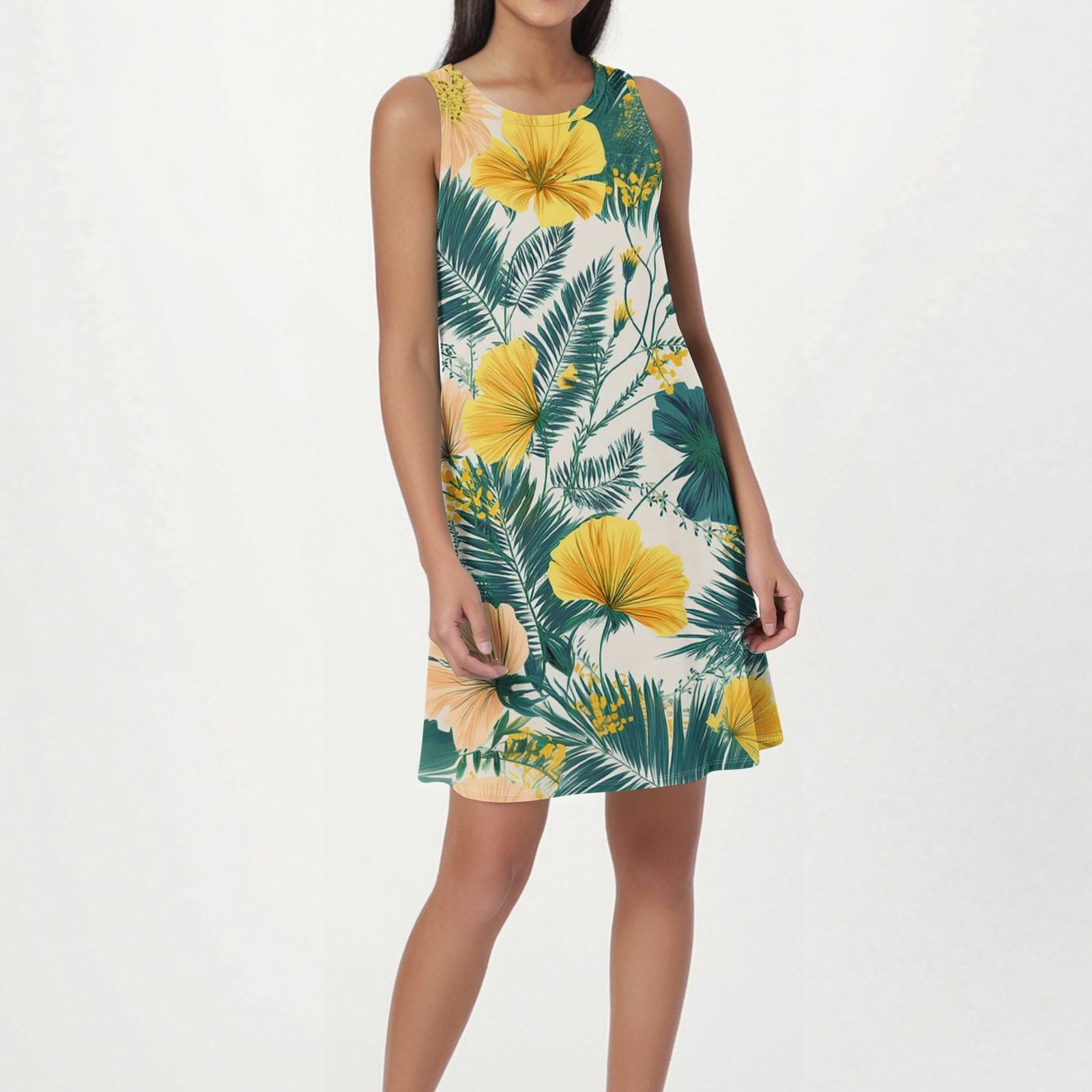 Sleeveless Floral Print A-Line Dress for Women Summer Dresses for Women 2026 Sundresses for Women 2026 Summer Dress M