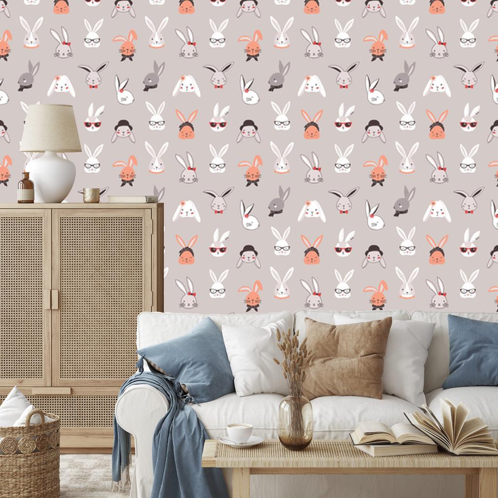 Stylish Rabbits Wallpaper for Living Room and Bedroom 50x1000