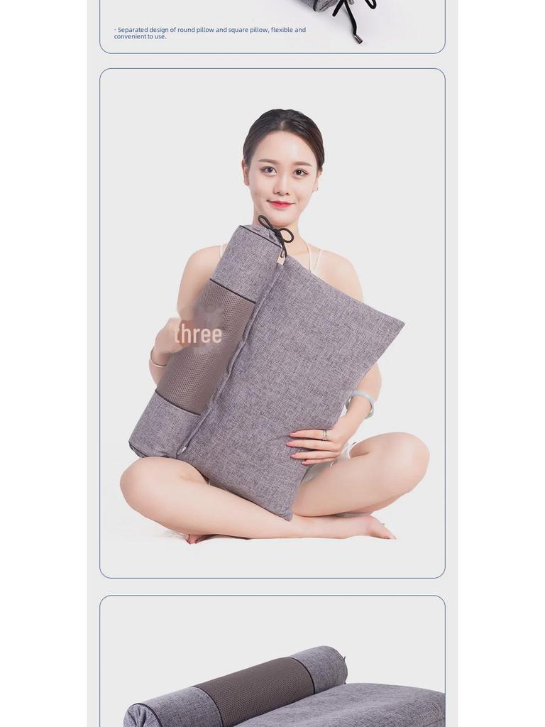 Cervical Pillow for Vertebra Support: Buckwheat & Cassia Seed Sleep Aid, Curvature Corrector Round Pillow