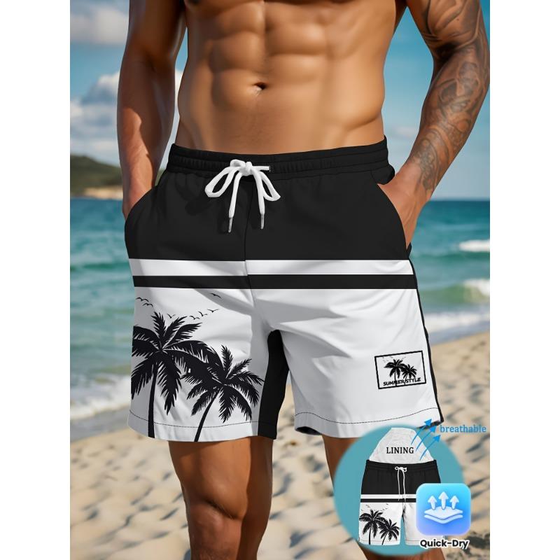 

Men s Summer Color Contrasting Coconut Tree Pattern Hawaii 3D Digital Printing Fashion Leisure Trend Beach Vacation S