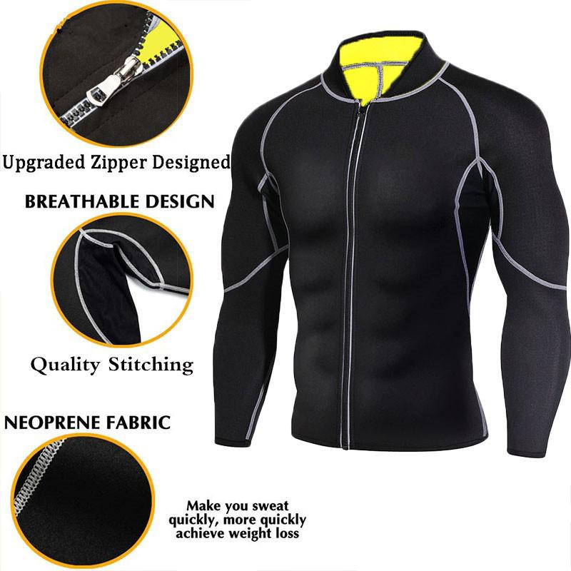 Silver Coated Neoprene Sauna Suit Set: Long Sleeve Top & Pants for Fitness