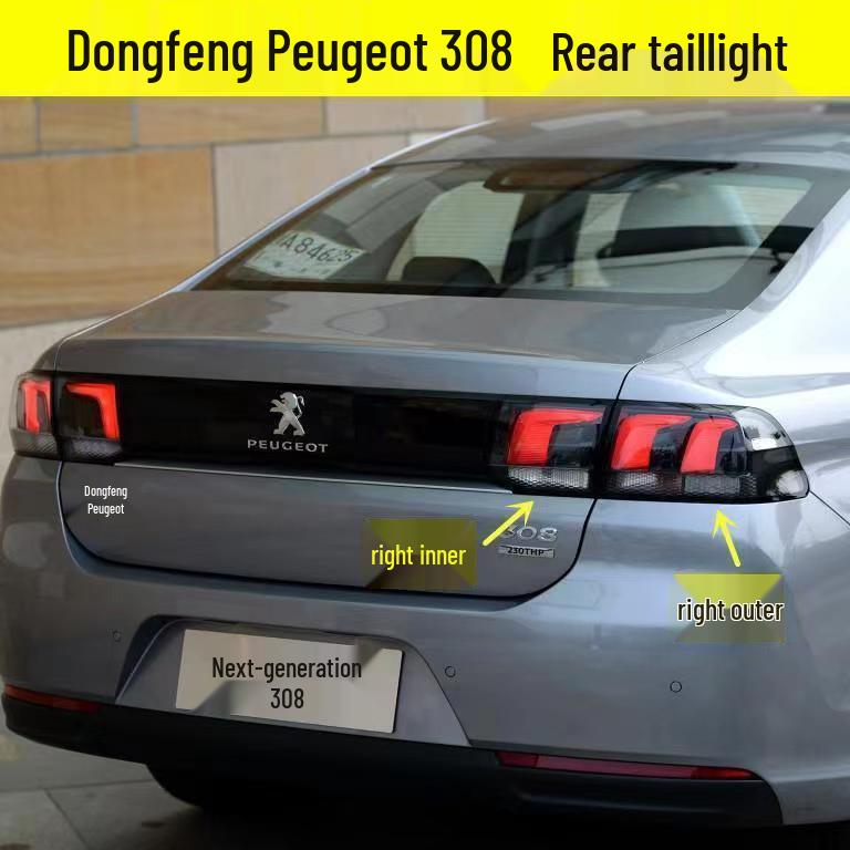 Compatible with Dongfeng Peugeot 308 Rear Tail Light Assembly 2016-2019, Tail Light Cover, Brake, and Reversing Light Housing