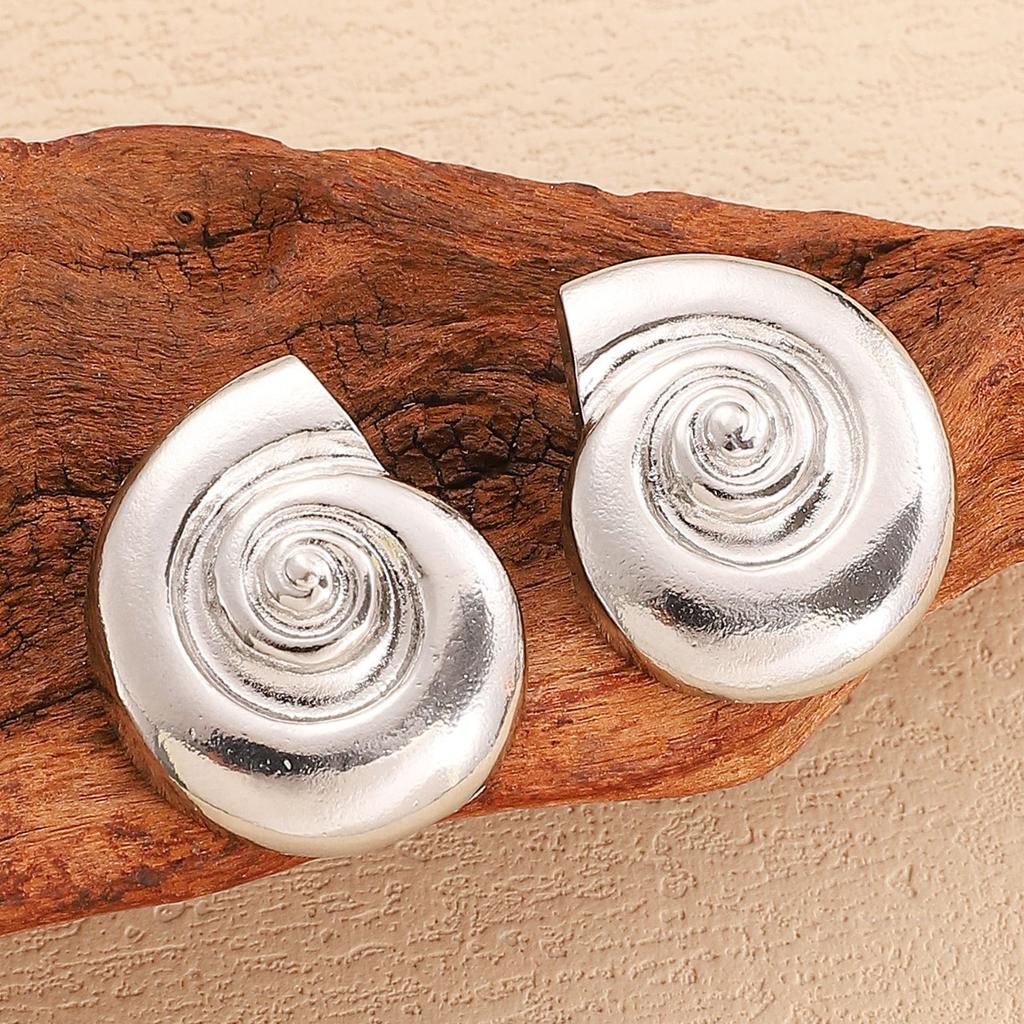 Vintage Spiral Shell Stud Earrings for Women Retro Ocean Inspired Statement Earrings
