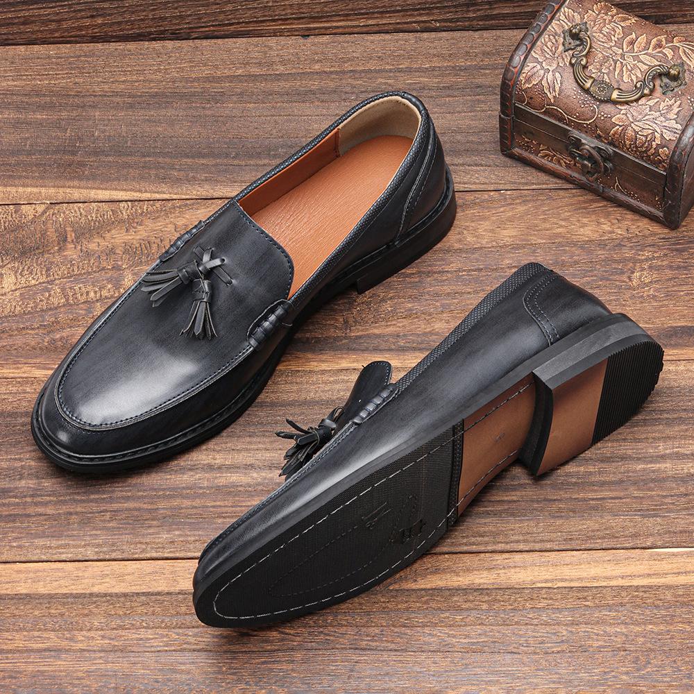 Fashion Men's Casual Business Leather Shoes Mens Slip-on Comfortable Tassels Loafers Men Outdoor Driving  Flats