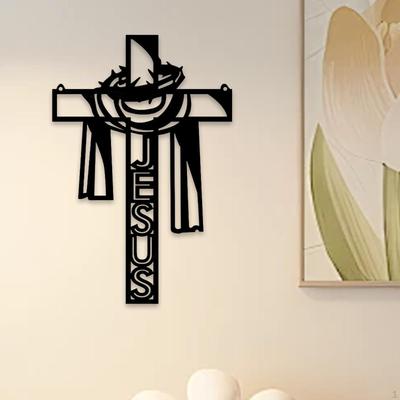 Metalowy Krzyż Dekoracja Ścienna, Elegancki Nowoczesny Ornament Rzemiosła Artystycznego do Salonu, Domu Wiejskiego