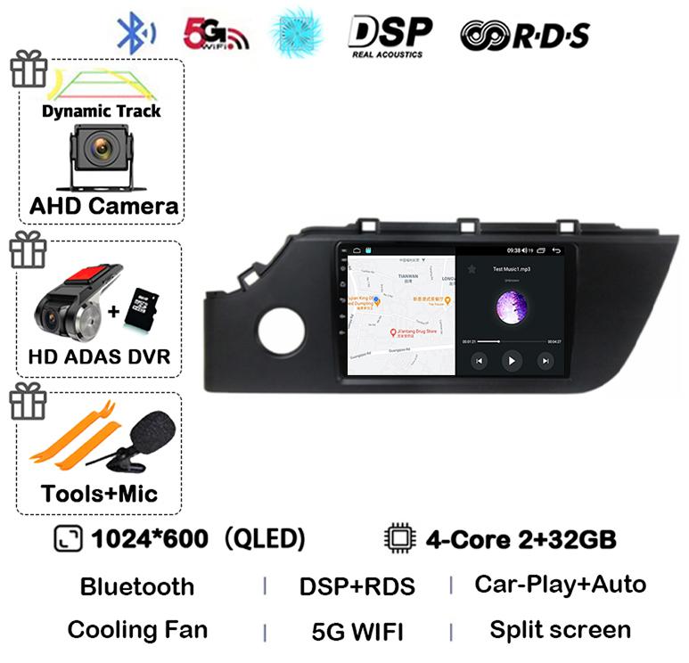 Android 14 Carplay Auto Car Radio For KIA RIO 4 X-line 2020 2021 2022 GPS Navigation Multimedia Video Player Audio 2 DIN DVD DSP