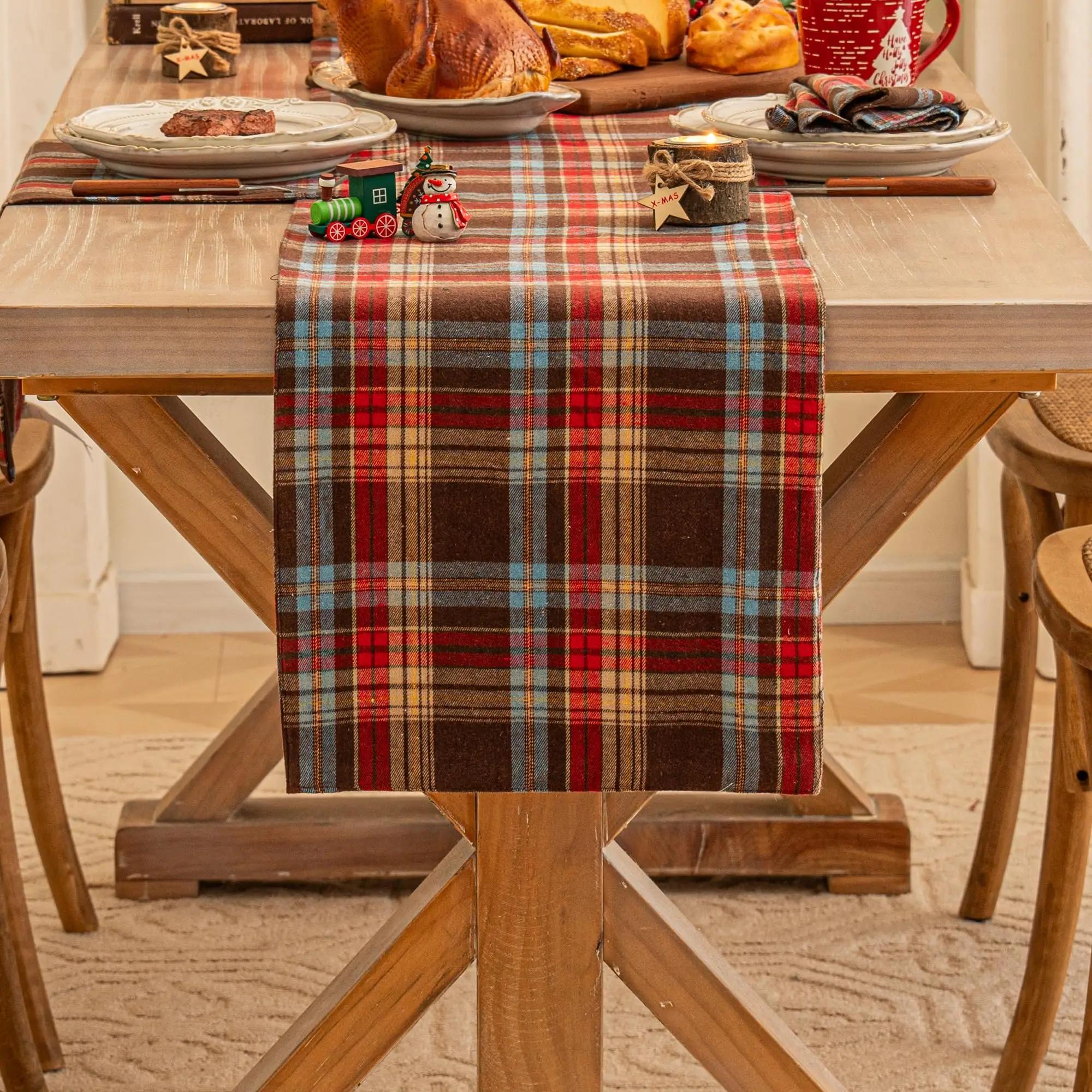 

Christmas Checkered Tartan Table Runner - Red Buffalo Plaid Xmas Stain Resistant Table Runner for Dining/Parties/Holiday Decor 30x140cm