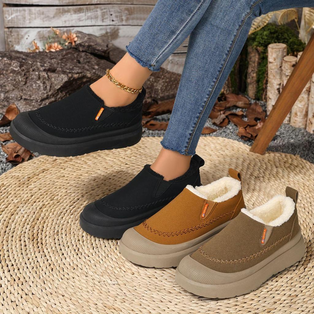 Winter Velvet Thick-Soled Women's Snow Boots - Soft, Comfortable, Large Size, Versatile, Shallow Mouth Casual Shoes