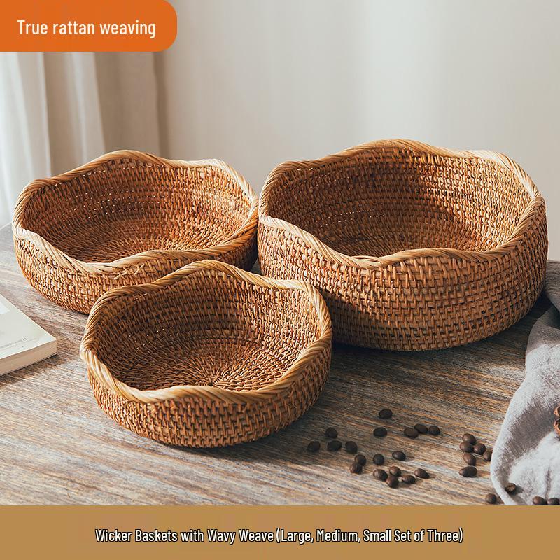 Mehrzweck Bambus Webkorb zur Aufbewahrung, für Obst, Brot, Brötchen, Snacks und für Picknicks