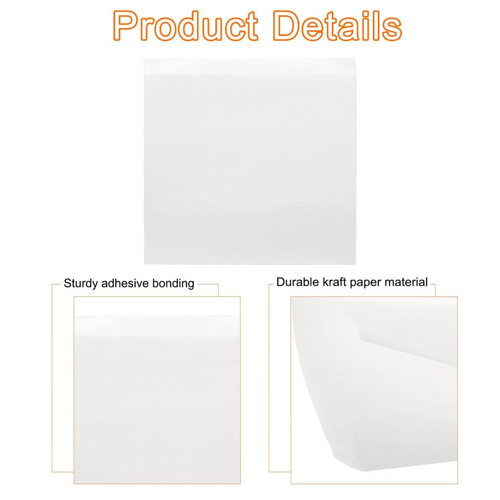 uxcell Kraft Paper Sandwich Greaseproof Paper Cookie Paper Snack Lunch Bags for Home Bakery and Shop 15 x 15 100 Pieces Bags, Bags, Bags, Bread,