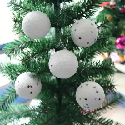 6PCS Christmas Tree Snowball Decoration White Foam Balls for Festival Holiday Party Ceiling Shop Hanging Decoration Supplies