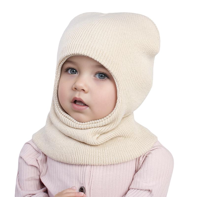 Bonnet Cagoule Bébé Hiver Chaud Tricoté Laine Bonnet Écharpe Une Pièce Enfants Chapeau Protection Oreilles Tout-Petit Tour de Cou Bonnet 1-7A