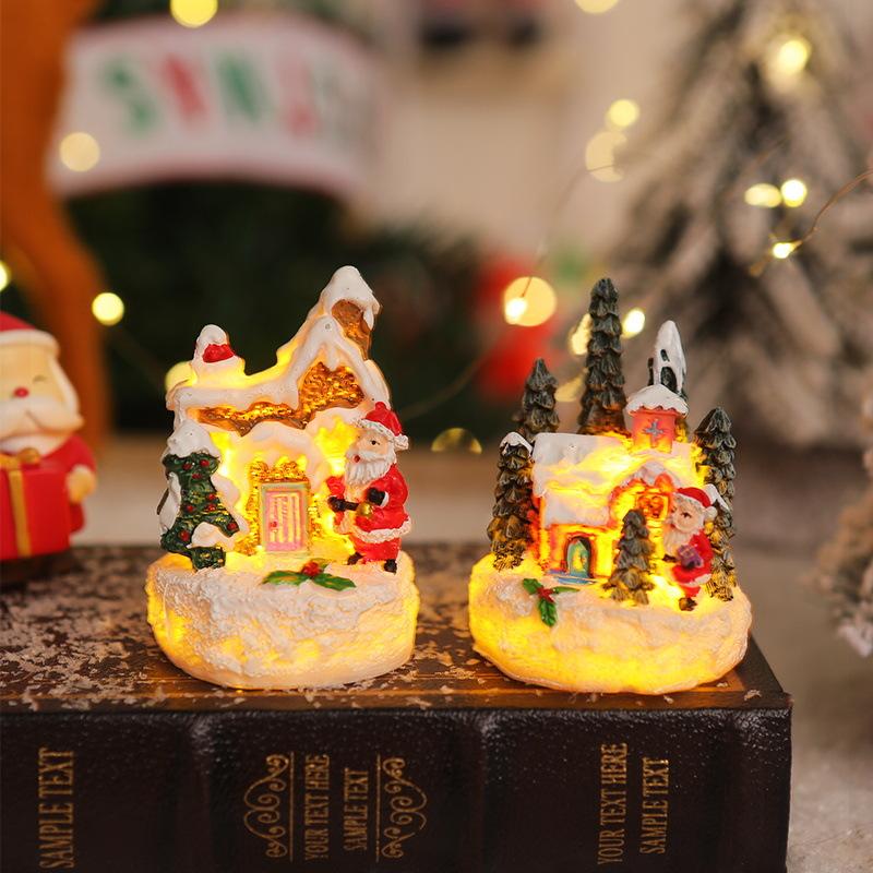 Christmas resin gingerbread house small house Santa Claus snowman micro landscape resin ornaments Christmas decorations ornaments