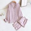 Premium Cotton Silk Satin Couple Pajamas: Women's Spring/Summer Set and Men's Long Sleeve Pants Set