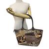 COACH 12899 Patchwork Canvas Python Tote Bag Brown Python Used