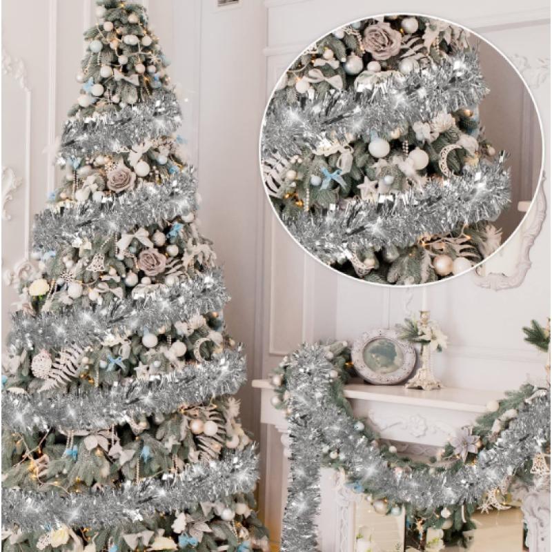 Strip Pet/pvc Christmas Tree Decoration Tops Pull Flower (filament Plus White Dot) 10m X 9cm