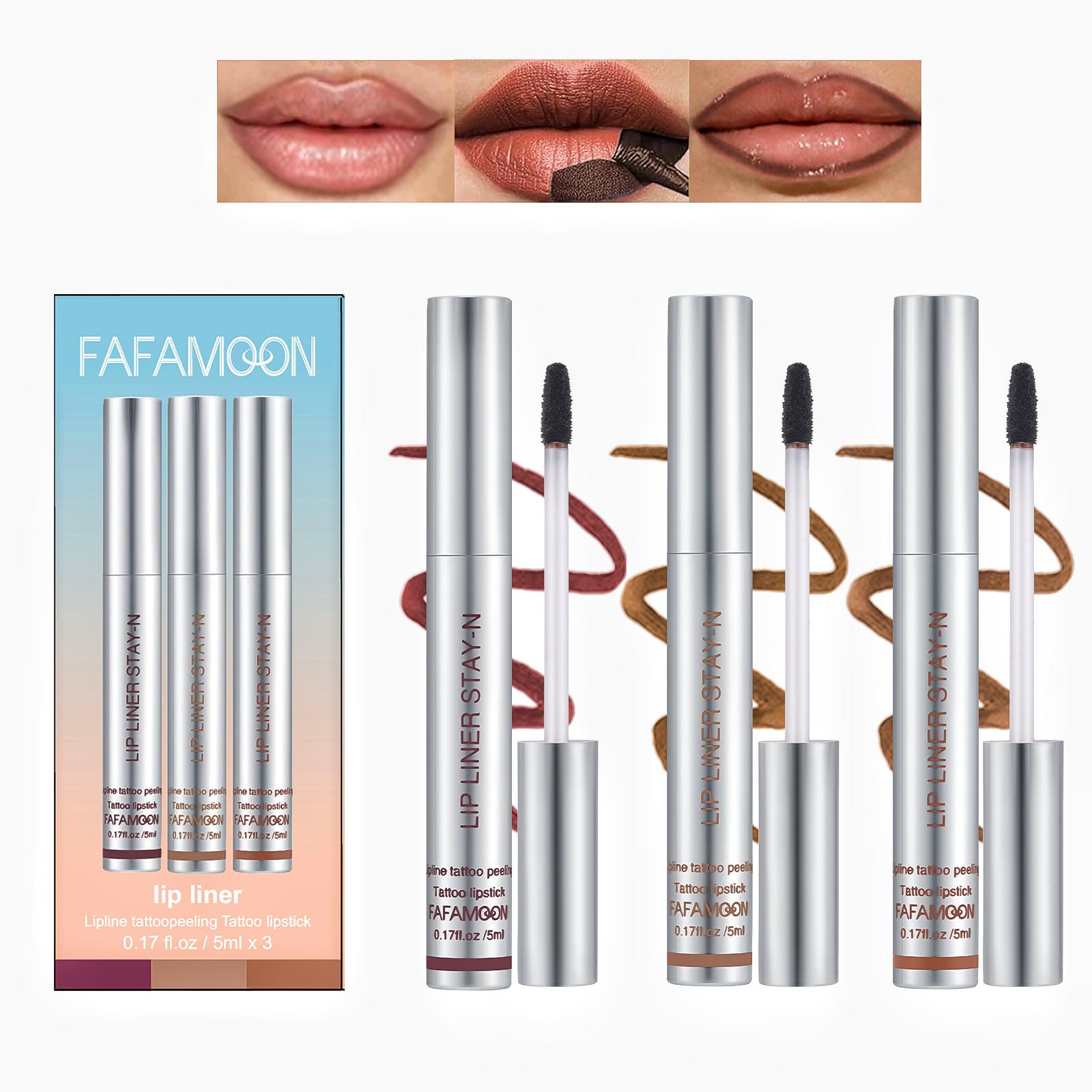 

FAFAMOON Три выдвижные кисточки для контурного карандаша для губ предназначены для подчеркивания формы губ и подчеркивания их цвета.. Они водонепроницаемы и не размазываются. 5ML*3