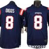 New England Patriots 8 Stefon Diggs Blu Navy Maglia da Football Edizione per Fan Terza Generazione