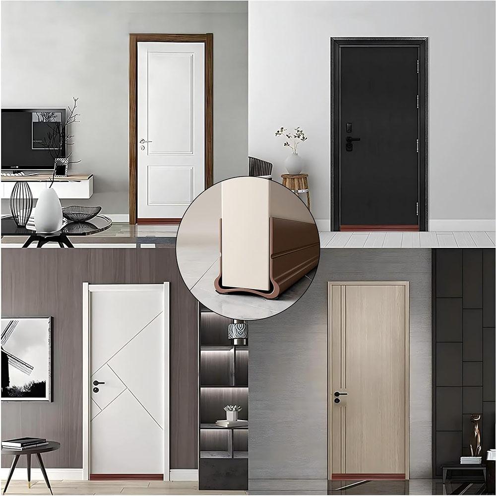 1-4PCS Self-adhesive Door Bottom Sealing Strip Wind and Dust Proof Weather Strip with Soundproofing Felt PVC Flexible Door Strip