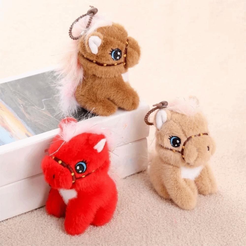 Cartoon Stuffed Animal Keyring Solid Color Zodiac Pony Figurine Year of Horse