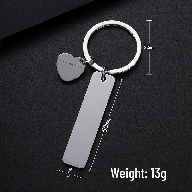 Cross-Shaped Slanted Heart Laser-Printed Metal Keychain