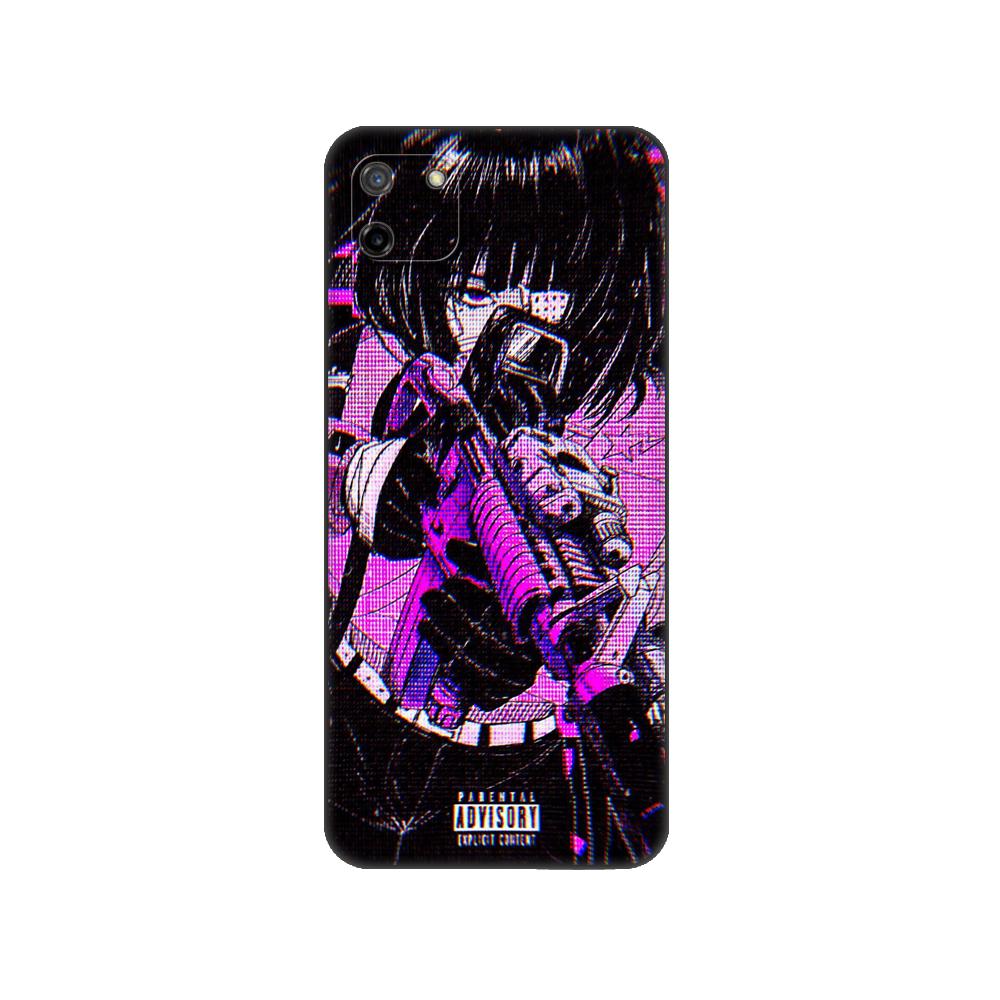 

Black tpu Case For OPPO Realme C11 2020 2021 C20 C21 C21Y C25Y Back Cover Fashion Vinne Art Girl Realme C21Y C25Y