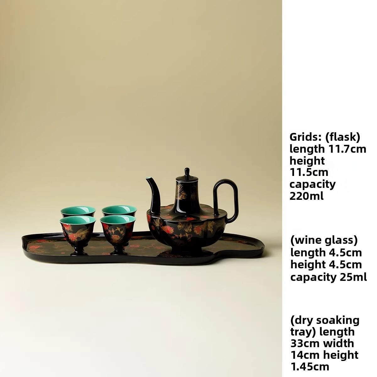 

BEPAN Chinese Style Fish Jumping Wine Set High-end Turquoise Green Wine Jug Cup Set Holiday Gifts To Entertain Guests