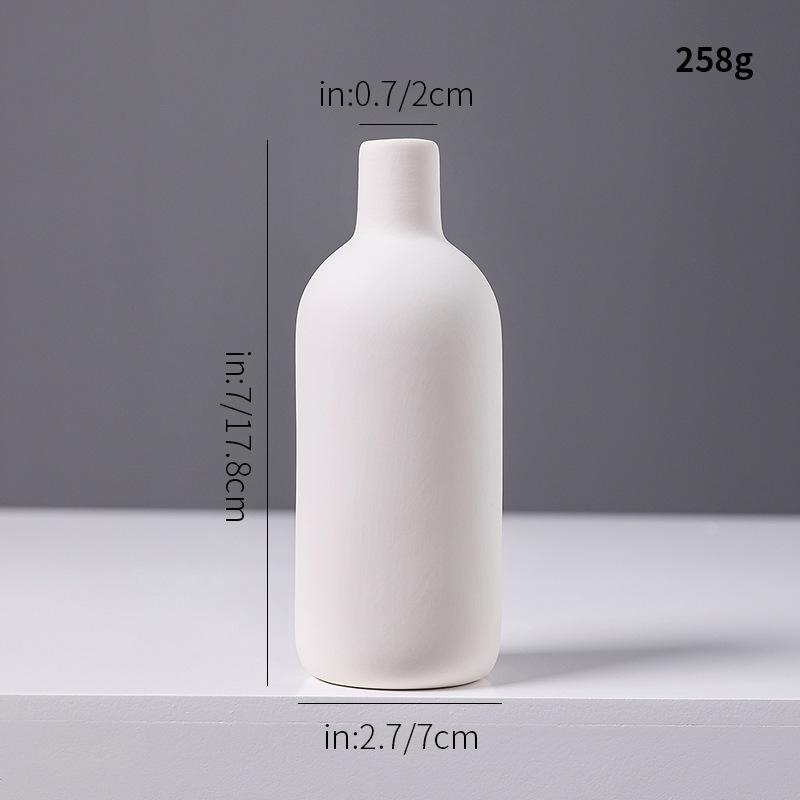 White Ceramic Mini Vase, Chinese Minimalist Desktop Hydroponic Pot for Dried Flowers, Aesthetic