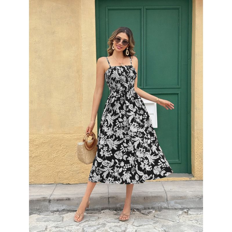 

Fashion Style Export Silm Women s Summer New Arrival Fashion Elegant Elegant Slim Fit Slimming Spaghetti Straps Dress Black White M