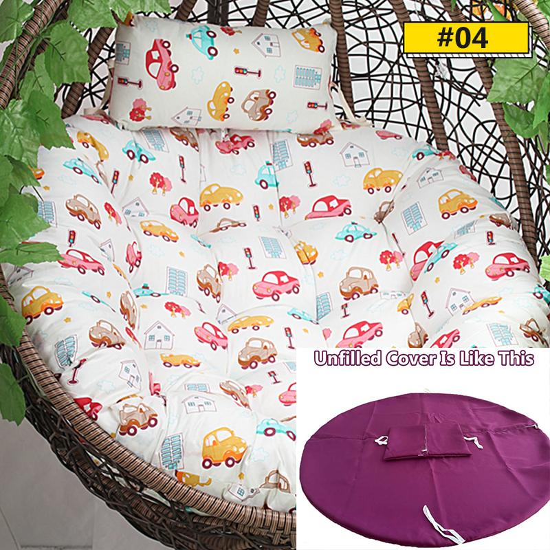 Hanging Swing S/L Unfilled or Filled Egg Basket Seat Chair Cushion Cover (NO Chair)Papasan Round Detachable Pillow Home Patio