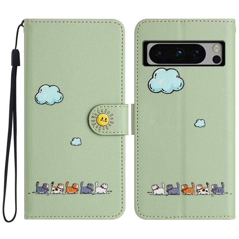 

Подходит для Google Pixel 8/7 Pro Phone Leather Case Cartoon Cat Pixel 7A6A Защитный чехол Cute Japanese And Korean Google Pixel+6A бездна