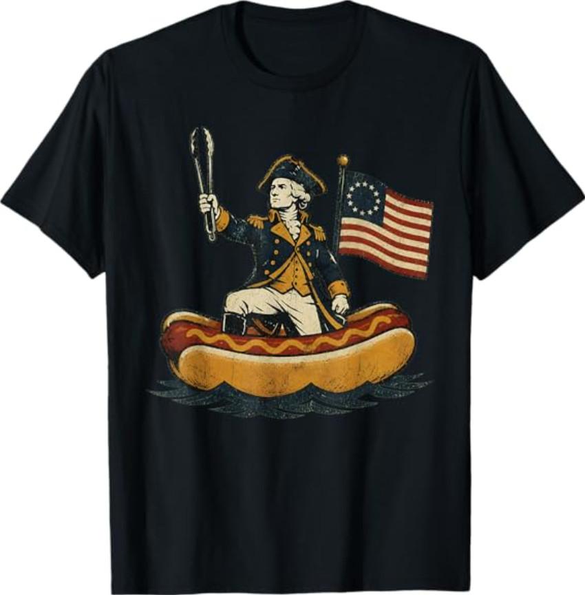 Delaware Dog Funny George Washington Hotdog Patriotic T-Shirt XXXL
