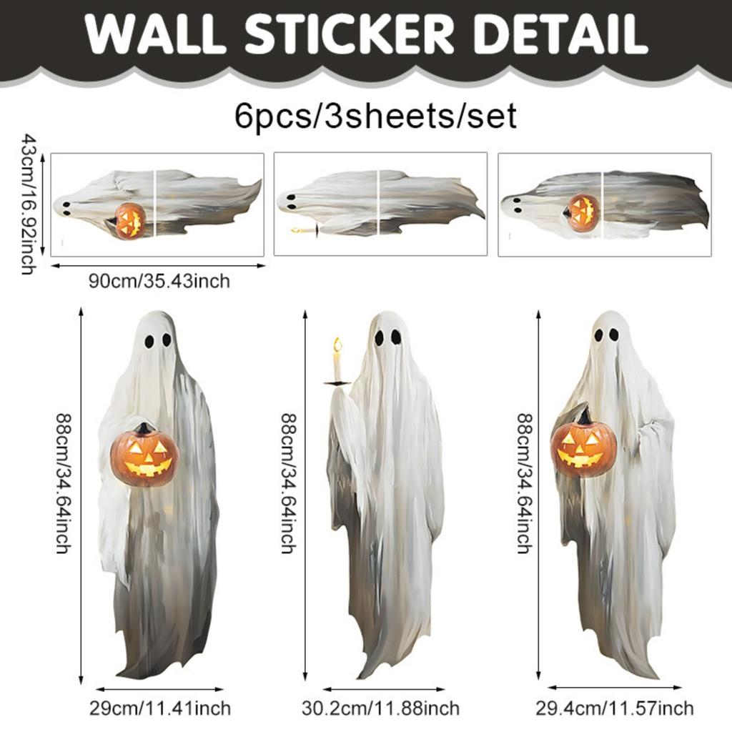 Halloween Horror White Ghost Decorative Stickers Large Size Glass Window Static Sticker Ghost Festival Pumpkin Window Stickers