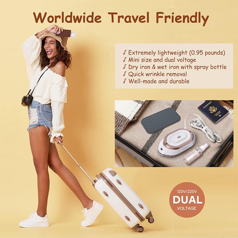 Dual-voltage Non-steam Travel Dry Iron Come with Travel Bag 100-120V / 220-240V, 50/60HZ, 150W