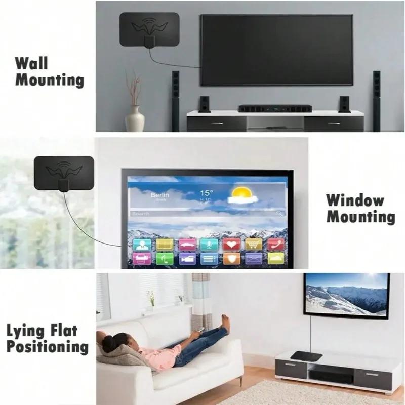 4K High Gain HD TV Antenna - EU Plug Booster Active Indoor Aerial with Signal Amplifier