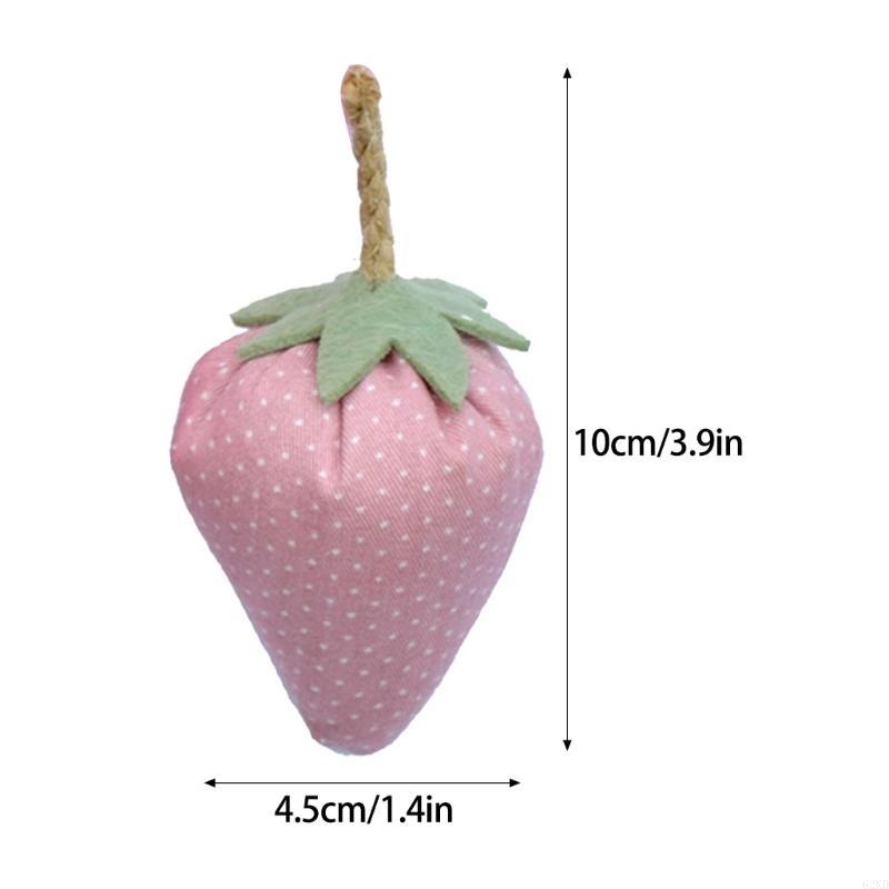 62KD 6Pcs Fabric Strawberry Handmade Bowl Fillers for Farmhouse Spring Decorations