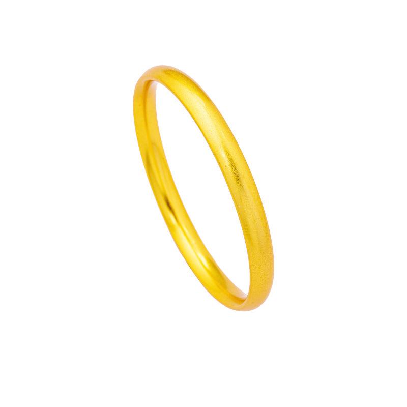 Vintage Vietnamese Sand Gold Frosted Bangle - Elegant Loach Back Design, Long-Lasting Color Jewelry.