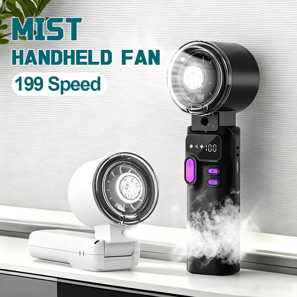 Portable Water Mist Fan Mini Handheld Fan USB Charging 199 Speeds Hanging Neck Spray Fans Portable Personal Hand Held Small Fan