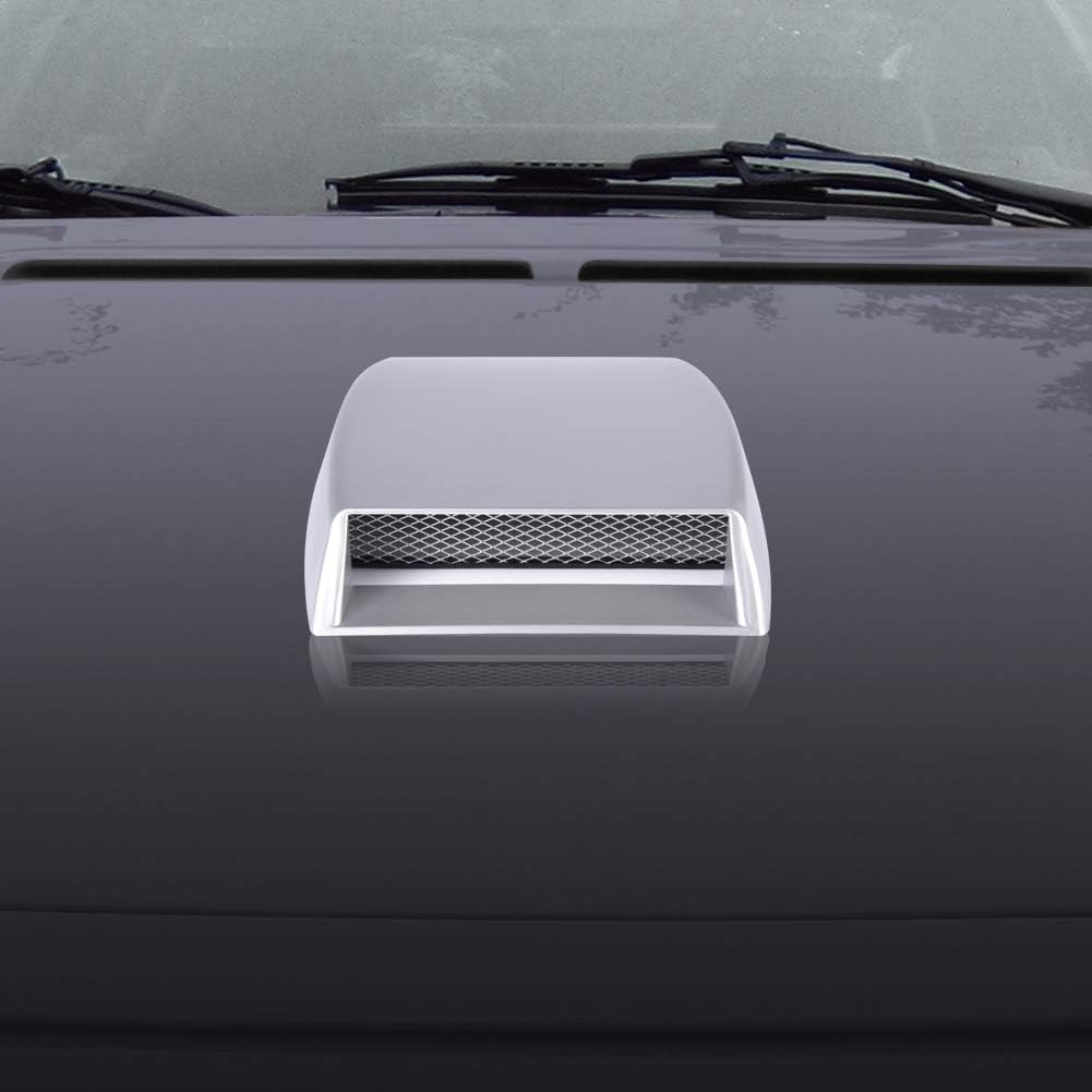 Qiilu Universal Car Air Intake Scoop Bonnet Vent Sticker Cover Hood Silver
