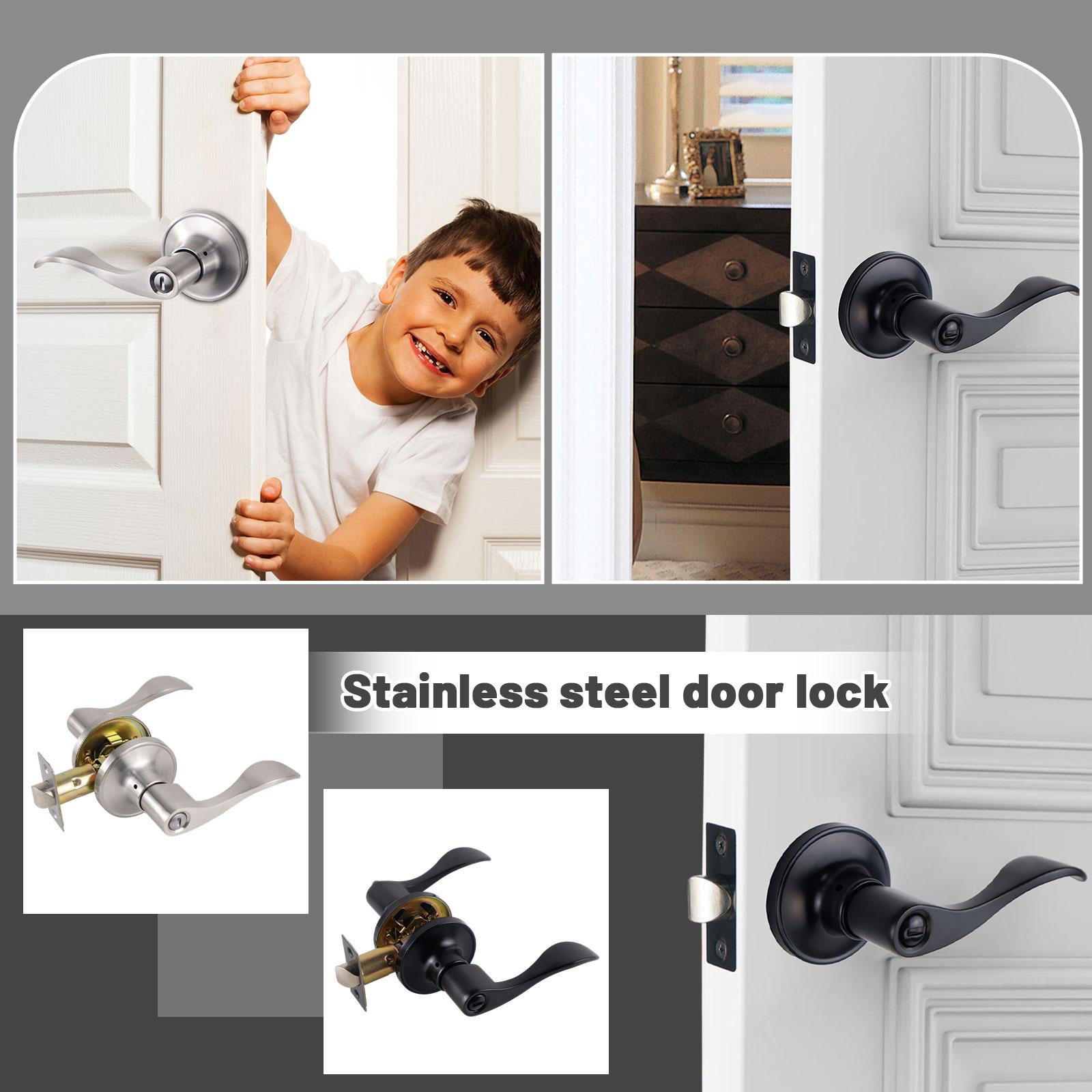 Stainless Steel Door Lock, Bedroom Door Handle Lock, Bathroom Door Handle, Living Room Three-lever Door Lock. nero