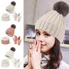 3 Pcs/Set Unisex Winter Beanie Scarf Gloves Set Thick Knitted Warm Cap Gloves Elastic Ear Protection Windproof Winter