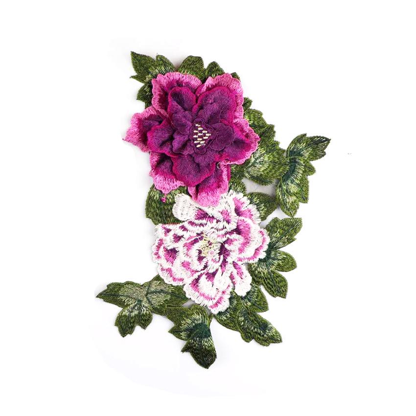 Three-Dimensional Peony Lace Embroidered Patch for Clothing