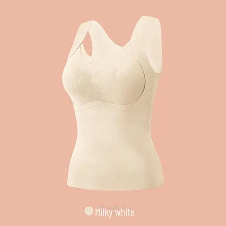 

«Бесшовный терможилет с нагрудными накладками»: Формирующий фигуру, подтягивающий живот, утолщенный и теплый катионный материал. L (50-60 kg)