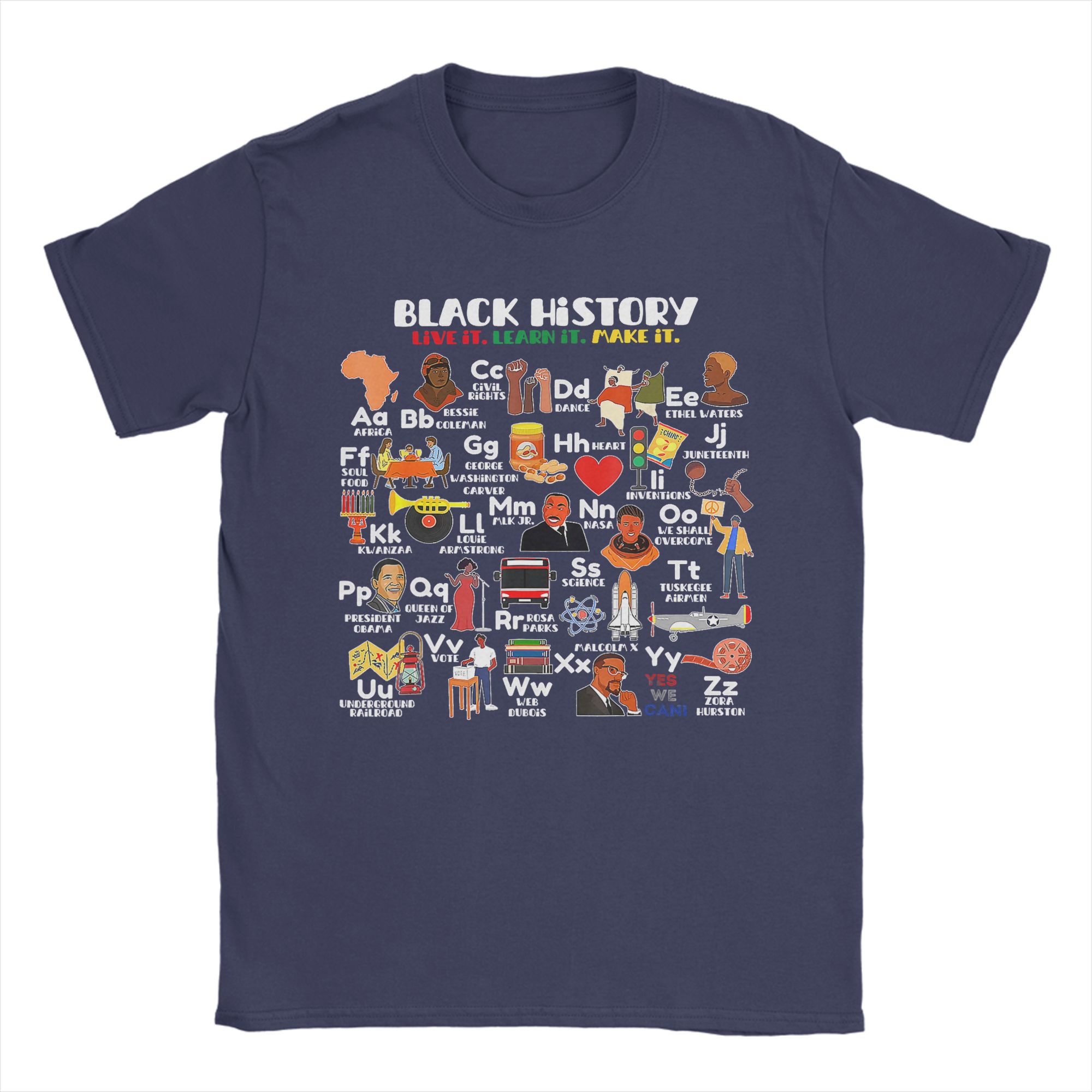 

Streetwear T Shirt Summer ABCs Of Black History Month Hip Hop TShirts Cotton Tee Shirt for Unisex Y2K Fun Short Sleeve Clothing 4XL