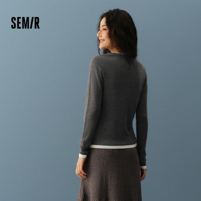 Semir Women's Cropped Faux Two-Piece Wool Blend Knit Sweater