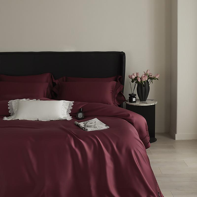 4Pcs Luxury Embroidery 1000TC Lyocell Eucalyptus Fiber Soft Silky Bedding Set Duvet Cover Set Bed Sheet/Fitted Sheet Pillowcases