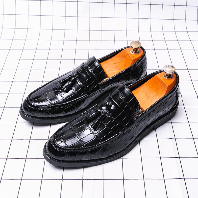 Fashion Luxury New Tassel Loafers New Men's Alligator Pattern Patent Leather Shoes Designer Formal Wedding Dress Homecoming Footwear
